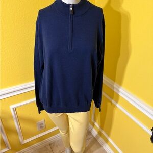 Peter Millar Men's Deep Blue Zip-Up Sweater
